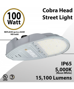 Cobra Head Street Light 100W 15100Lm 5000K UL IP65 DLC