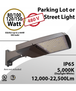 LED Street Light 80/100/120/150W up to 22,500Lm 5000K 480V