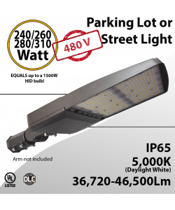 LED Street Light 240/260/280/310W up to 46,500Lm 5000K 480v