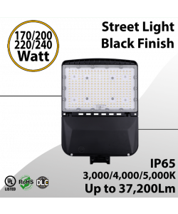 Street Light Black Finish 170 to 240W