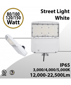 Street Light Finish White 80 to 150W - CCT 3/4/5000K - Up to 22,500Lm (LED)