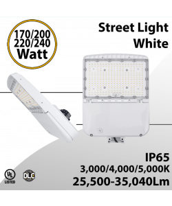 Street Light Finish White 170 to 240W - CCT 3/4/5000k Up to 35,040Lm