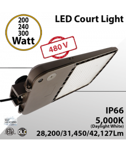 High Voltage 480V LED Court Light - 200/240/300W, 42127 Lm, 5000K