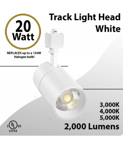 Track Lighting Head 20W 36Deg 2000LM CCT Selectable White