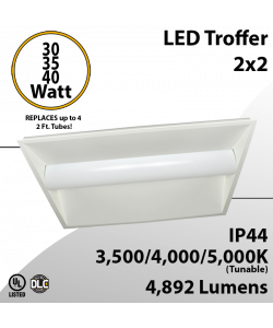 LED Troffer 2x2 30/35/40W and 35/40/50K Tunable