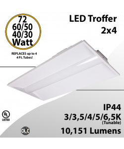 LED Troffer 2x4 72/60/50/40/30W