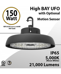 UFO LED Lights 150W Optional Motion Sensor 21000 Lumens 5000K UL & DLC