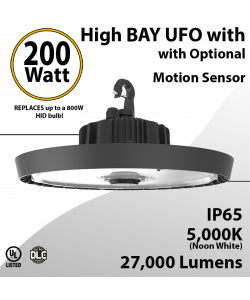 UFO Light LED High Bay 200W Motion Sensor Ready 2700Lm 5000K