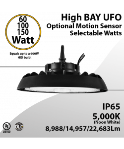 UFO Light LED High Bay 60/100/150W Motion Sensor Ready8988/1957/22683Lm 5000K