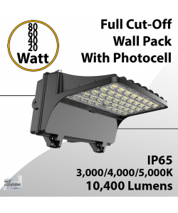 LED Wall Pack Light with Photocell, 100W/80W/60W