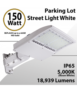 Street Light White fixture 150W 18939Lm 5000K UL IP65 DLC