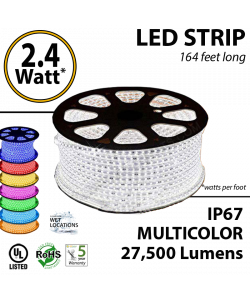 2.4 Watt p/feet LED STRIP Ropelight 164 ft Multicolor RGB 70 Lm p/watt