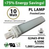10W PL LED Bulb lamp 1000Lm 6500K G24-d3 IP40 Frosted UL. Direct Line (Remove Ballast)