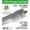 8 ft. 36 Watt T8 LED Tube replace Fluorescent Bulb 4000Lm 5000K