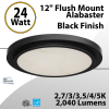 Flush Mount Alabaster 12" LED Ceiling Light, Black Finish