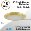 Flush Mount Alabaster 9" LED Ceiling Light, Gold Finish 18W 1530Lm 5CCT