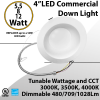 LED Downlight 4 inch 5.5W//8W/12W 480/709/1028Lm 30K/35K/40K 0-10V Dimmable Front