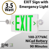 EXIT sign Green with Emergency Light Combo 90 minute discharge 3.5W with Battery
