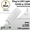 Plug In LED light G24Q or G24D 7W 700Lm 2700K IP64 UL. Direct Line (Remove Ballast)