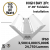 LED High Bay Light 2Ft. 165W/110W/80W 35K 40K 50K OS Ready UL DLC (LED)