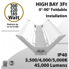 LED High Bay Light 3Ft. 300W/225W/165W 35K 40K 50K OS Ready UL DLC FCC