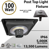 Post Top Light Fixture 100W LED 13500 lumens equals 300W Metal Halide