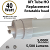 R17d LED 8Ft Tube Light Rotatable base 40 Watt 5500Lm 5000K IP40 90 deg