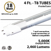 LED Tube light 18W 2460Lm, 5000K Frosted IP40 UL DLC Hybrid 1-2