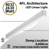 4FT Architecture 20 24 32 40W 5CCT Selectable LED Linear Light (LED)