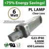 6W PL LED Bulb lamp 650Lm 4000K G23 IP40 UL. Direct Line (Remove Ballast)