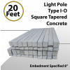 Light Pole 20Ft OAL 12Ft AG Type I-O Square Tapered Concrete