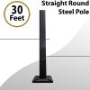  30Ft Dark Bronze Straight Round Steel Light Pole - Outdoor Illumination