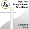 Light Post Straight Round Aluminum White Direct Burial 10Ft x 3.0"OD