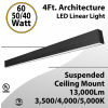 4FT Architectural LED Linear Downlight 40-60W Suspended/Ceiling Mount 