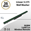 Linear 3.3 Ft Wall Washer Black RGBW Wirless Remote 36W 3600Lm
