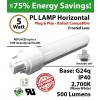 5W PL LED Lamp 500Lm 2700K Frosted Lens G24q IP40 UL. Ballast compatible