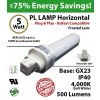 5W PL LED lamp 500 Lumens 4000K Horizontal Ballast compatible GX23 IP40 UL.