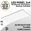 LED Panel Light 2x4 72-30W 9000Lm 5CCT 30K-65K With Emergency BackUp