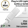 Plug In LED light G24Q or G24D 7W 700Lm 5000K IP64 UL. Direct Line (Remove Ballast)