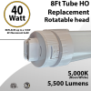 R17d LED 8Ft Tube Light Rotatable base 40 Watt 5500Lm 5000K IP40 Frosted Lens