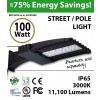 100W LED Street Light / Pole mount fixture 11100 Lm 5000K UL IP65