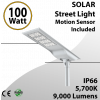 Solar Street Light 100W 9000Lm 12V 30AH Microwave M. Sensor Included