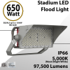 LED Stadium Lights 650W 97500 lumens IP66 ETL DLC 100-277V (LED