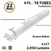 LED T8 Bulb Tube light 4Ft 5W 22W 2950Lm 6CCT Frosted Lens By-Pass Ballast (LED)