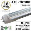 4 Ft 18 Watt Natural White Clear Single end powered T8 LED Fluorescent Light Tube Replacement feet