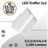 LED Troffer 2x2 20/25/30/35/40W Selectable and 30/35/40/50/65K 5200Lm