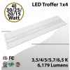 LED Troffer 1x4 40/30/25/20/15W 