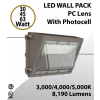 LED Wall Pack PC Lens 30/45/63W 3000K/4000K/5000K w/Photocel