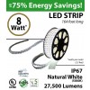 8W p/meter (2.4W p/feet) LED STRIP 50 Meters (164 ft) Natural White 5000K 70 Lumens p/watt