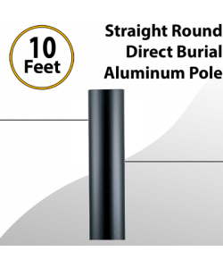 10ft Light Post Straight Round Aluminum Black 3.0" OD